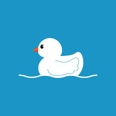 White rubber duck vector illustration floating on a deep blue background, ideal for clean and hygiene concepts
