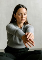 Portrait of a young woman in yoga class