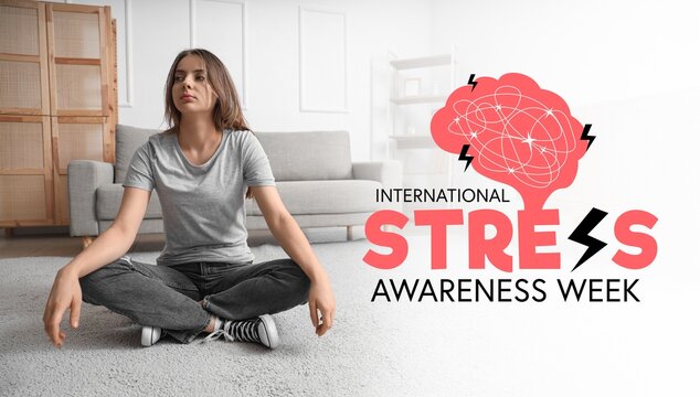 Sad young woman sitting at home. International Stress Awareness Week