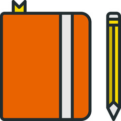 Orange Notebook With Yellow Pencil And Bookmark On Transparent Background Representing Blogging And Organization Tasks