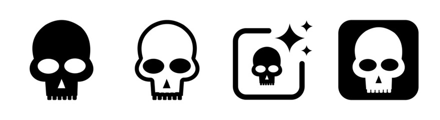 Skull icon with transparent background in vector PNG featuring a danger sign and critical death symbol illustration ideal for warning labels, toxic alerts, gaming graphics, horror themes, and digital
