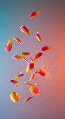 Ultra hd aesthetic wallpaper falling flower petals on gradient background