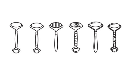 Collection of cosmetic jade rollers and gua sha tools for skincare routine vector