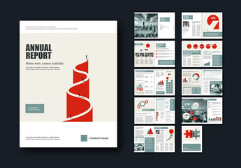 Annual Growth Report Template with Minimalist Illustrations