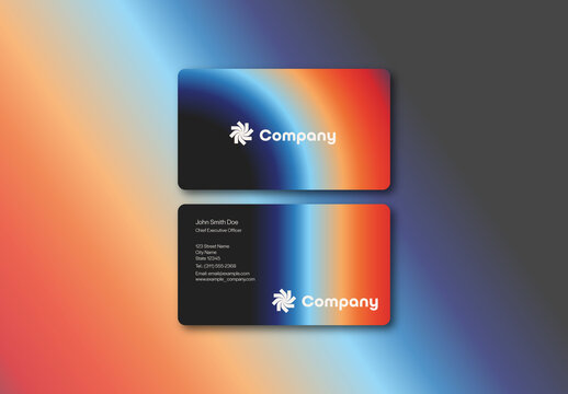 Dark Elegant Colorful Editable Gradient Background Business Card Template with Die Cut
