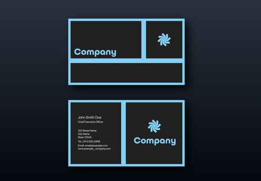 Finance and Technology Style Business Card Template with Blue Lines