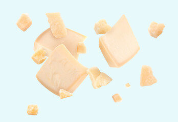 Tasty Parmesan cheese on white background