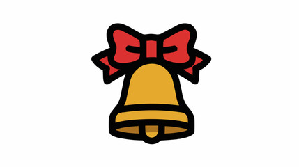 Bell with ribbon bow icon for holiday apps, school events and Christmas celebrations