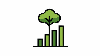 Chart transforming into tree icon for business growth and data analytics