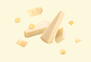 Tasty Parmesan cheese on white background