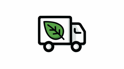 Delivery truck with leaf icon for eco-friendly shipping apps and sustainable logistics