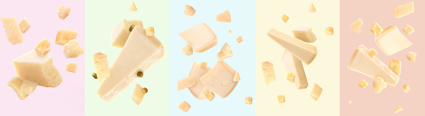 Tasty Parmesan cheese on white background