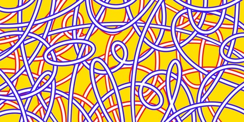 Brush, marker drawn bold doodle lines seamless pattern. Abstract modern geometric wavy ornament background
