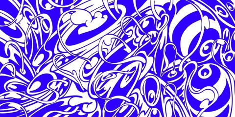 Wind blowing hand drawn doodle art with blue lines filling the paper. Creative abstract vector illustration suitable for wallpaper, drawing books, covers. Isolated on white background