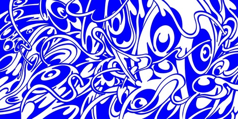 Wind blowing hand drawn doodle art with blue lines filling the paper. Creative abstract vector illustration suitable for wallpaper, drawing books, covers. Isolated on white background