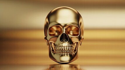 Golden skull on a blurred background, a symbol of mortality and the fleeting nature of life, a reminder to cherish every moment and live it to the fullest.
