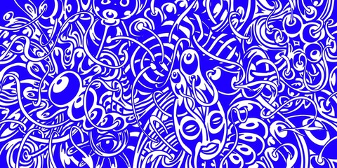 Wind blowing hand drawn doodle art with blue lines filling the paper. Creative abstract vector illustration suitable for wallpaper, drawing books, covers. Isolated on white background