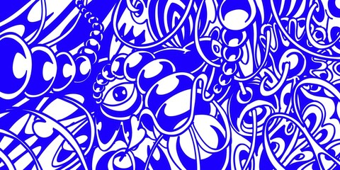 Wind blowing hand drawn doodle art with blue lines filling the paper. Creative abstract vector illustration suitable for wallpaper, drawing books, covers. Isolated on white background