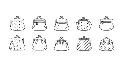 Collection of ten vintage coin purses with different patterns and styles vector