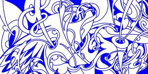 Wind blowing hand drawn doodle art with blue lines filling the paper. Creative abstract vector illustration suitable for wallpaper, drawing books, covers. Isolated on white background