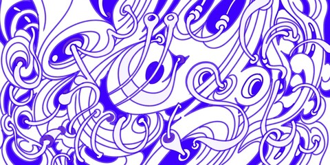 Wind blowing hand drawn doodle art with blue lines filling the paper. Creative abstract vector illustration suitable for wallpaper, drawing books, covers. Isolated on white background