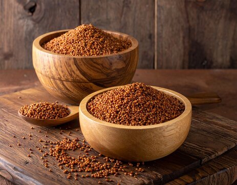 Browntop Millet (Korle) in a wooden Bowl