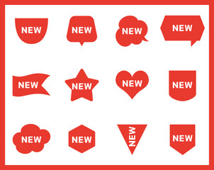 New Tag Red. New sticker icons. Sale quality tags and labels. Template banner shopping badges. vector illustration