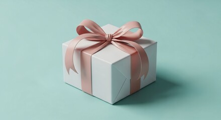 Obraz premium White gift box with pink ribbon present birthday celebration