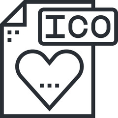 Outline Icon Symbolizing Document With Heart And Text Ico On Transparent Background
