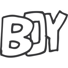 Outline Text Word Boy Hand Drawn Doodle Style Simple Graphic Design Isolated On Transparent Background
