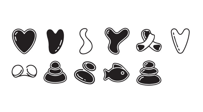 Collection of gua sha beauty tools and facial rollers for skincare and wellness treatments vector