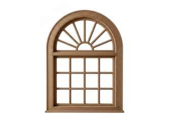 Elegant wooden window frame design isolated on transparent background
