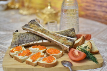 vodka with caviar end sugar bone