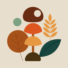Stylized autumn composition abstract natural elements vector illustration nature graphic design