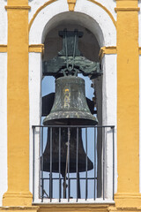 Obraz premium Historic church bells ring in Carrion de los Cespedes, Andalusia