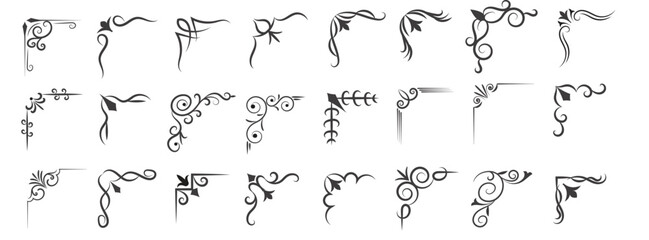 vector illustration of decorative corner frame set set hand 