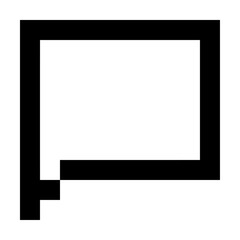 Obraz premium A simple, bold, black and white graphic icon representing a speech bubble.