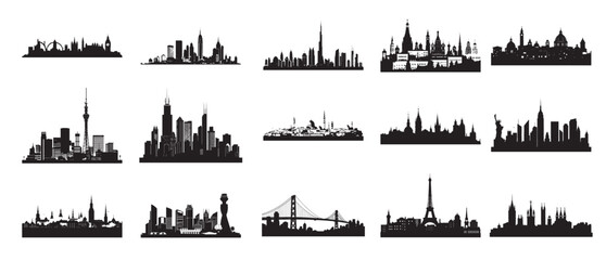 vector silhouettes of the worlds city skylines 