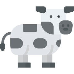 Cute Cartoon Cow With Black And White Spots Standing On A Transparent Background A Stylized Farm Animal Illustration