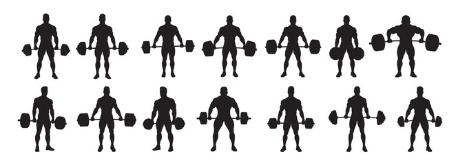 weight lifter silhouette white background 
