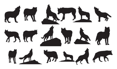 wolf silhouette on white background