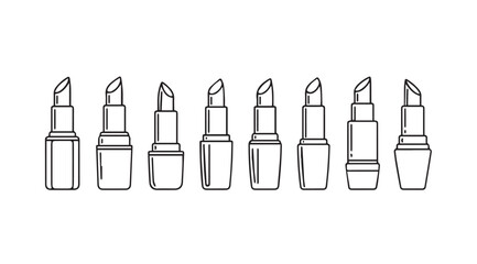 Collection of outline lipstick silhouettes collection of makeup beauty product designs vector