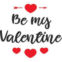 Red Heart Icons With Be My Valentine Text And Arrow Illustration On White Background Valentines Day Celebration