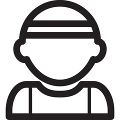 Minimalist Icon Of A Person Wearing A Hat And A T-shirt With A Simple Bold Black Outline On A Transparent White Background