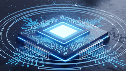 Futuristic AI Microchip Technology Concept Background