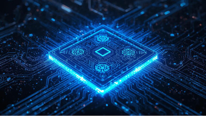 Futuristic AI Microchip Technology Concept Background