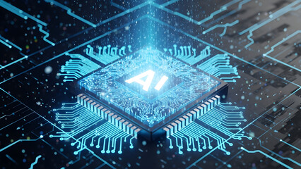 Futuristic AI Microchip Technology Concept Background
