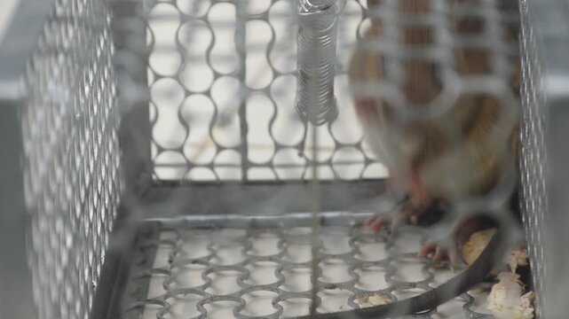 rat trapping and quarantine in iron cage at house
