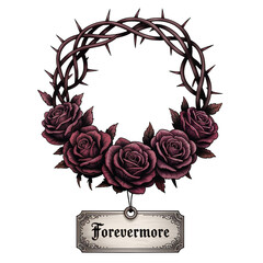 Beautiful rose wreath design featuring thorns, perfect for decorative projects and floral arrangements