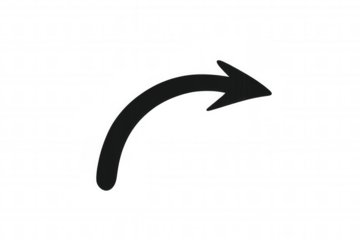 Black curved arrow icon pointing right, indicating navigation, next, forward, or undo action